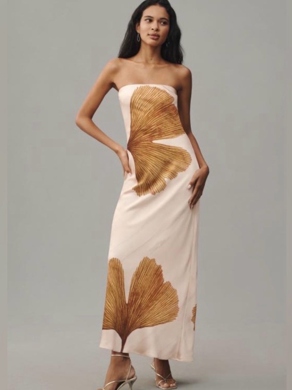 Anthropologie Fleur Strapless Satin Maxi Slip Dress